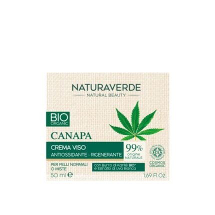 Cremă de fată NATURAVERDE BIO antioxidantă regenerantă de canepă 50ml